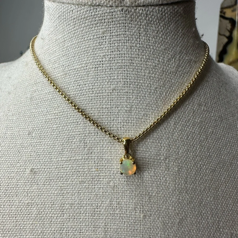 ✨ Dainty Ethiopian Opal Pendant | 18K Gold Plated Over Solid 925 ✨ - Picture 4 of 5